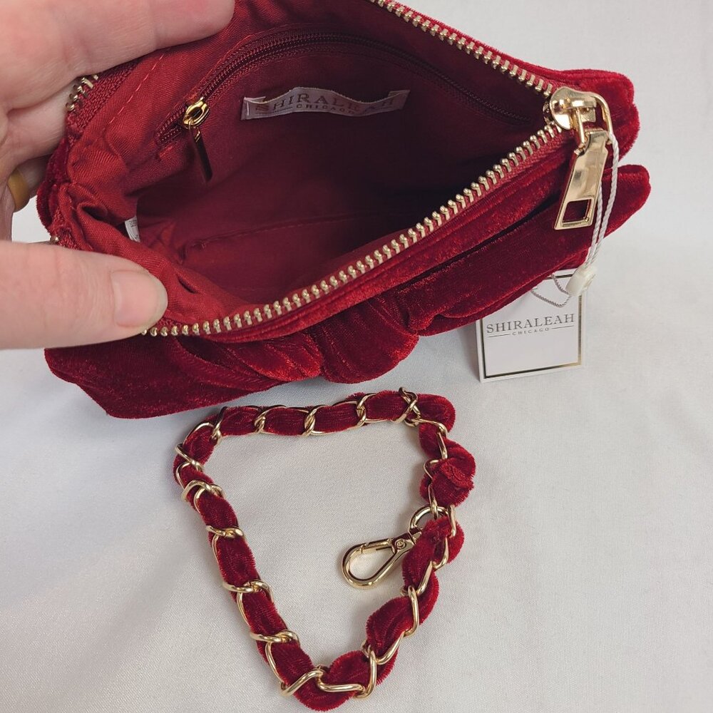 NWT Shiraleah Crimson Bea Bow Wristlet With Velvet & Gold Chain - Picture 6 of 6